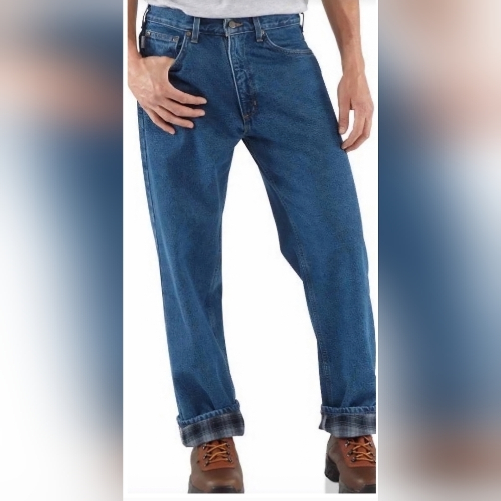 Carhartt Flannel Lined JeansMen's 34W x 30L Straight LegRelaxed Fit Workwear EUC